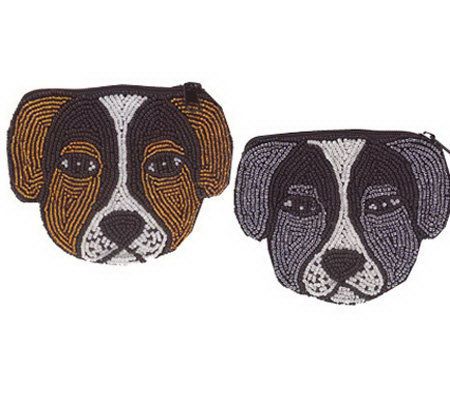 Lee Sands Set of 2 Dog Beaded Pouches - A198375