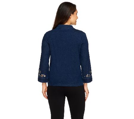 Bob Mackies Zip Front Cotton Jacket with Grommets