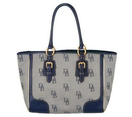 Dooney & Bourke Signature Jacquard Large Taylor Shopper w/ Gold Piping - A224975