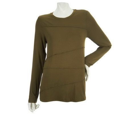 LOGO by Lori Goldstein Long Sleeve Knit Top with Seaming Detail - A227075