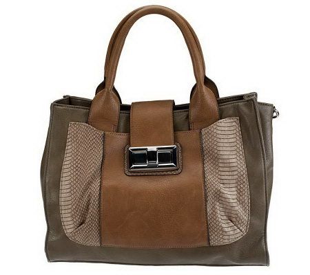 V Couture by Kooba Ella Python Tote w/ Turnlock Detail & Strap - A227175