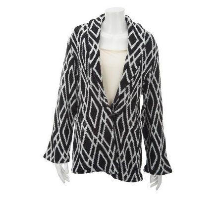 Belle Gray by Lisa Rinna Jacquard Cardigan with Toggle Closure - A227375