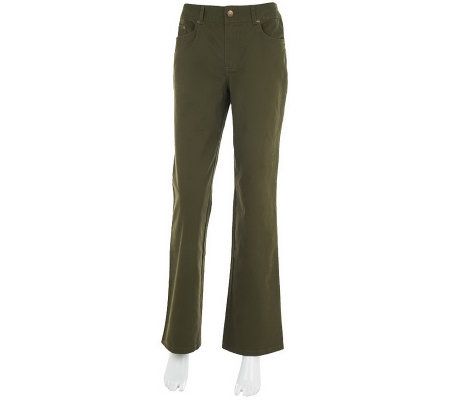 Women with Control Brushed Twill Fly Front Regular Pants - A227975