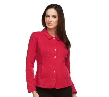 Isaac Mizrahi Live! Floral Quilted Knit Jacket - A231575