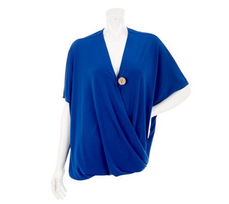 Attitudes by Renee Extend Shoulder Top with Button Detail - A231675