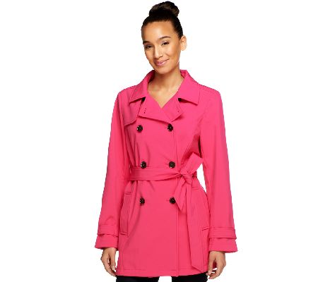 Isaac Mizrahi Live! Water Resistant Double Breasted Trench Coat