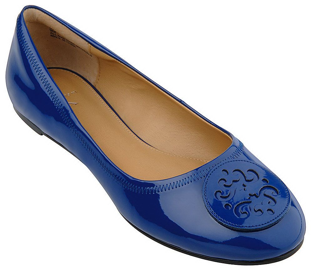 Patent Slip-on Flats with Ornamental Detail