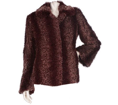 Dennis Basso Curly Faux Fur Coat with Bell Sleeves - A83175