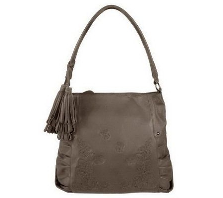 Fiore by Isabella Fiore Carla Leather Hobo with Embroidery - A212376