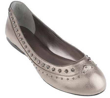 B. Makowsky Leather Flats with Stud Detail - A214476