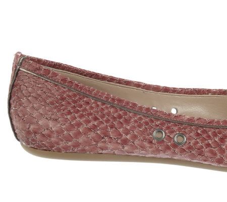 Isaac Mizrahi Live! Snaked Embossed Ballerina Flats with Bow Detail