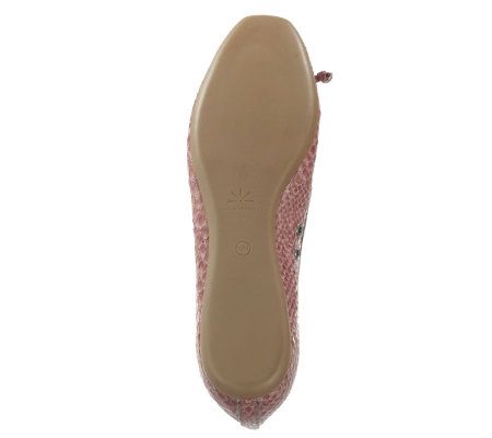 Isaac Mizrahi Live! Snaked Embossed Ballerina Flats with Bow Detail