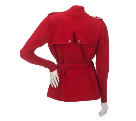 George Simonton Open Front Cardigan with Rib Trim and Novelty Buttons