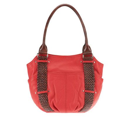 Tignanello Pebble Leather Tote with Braided Details
