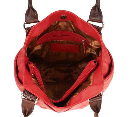 Tignanello Pebble Leather Tote with Braided Details