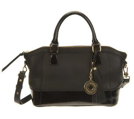 Isaac Mizrahi Live! Bridgehampton Leather Satchel w/ Croco Detail - A227476