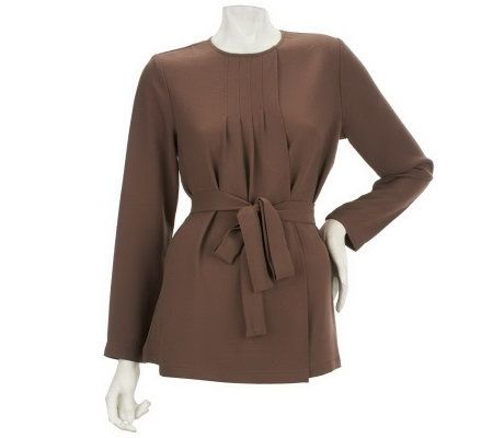 Linea by Louis DellOlio Tunic with Pintuck Overlay and Belt - A227576