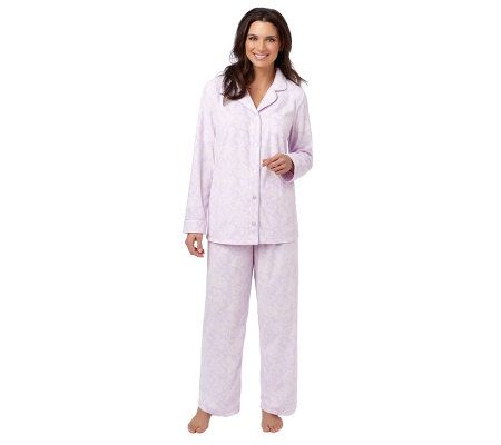 Carole Hochman Novelty Print Microfleece Notch Collar Pajama Set