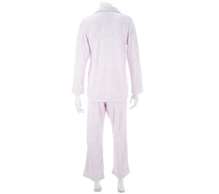 Carole Hochman Novelty Print Microfleece Notch Collar Pajama Set