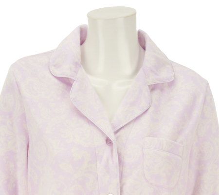 Carole Hochman Novelty Print Microfleece Notch Collar Pajama Set