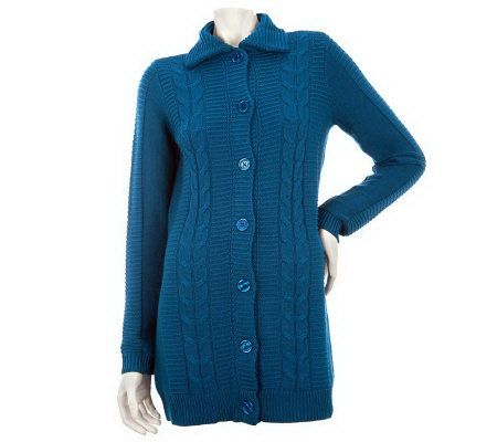 Liz Claiborne New York Mixed Stitch Mock Neck Cardigan - A228576