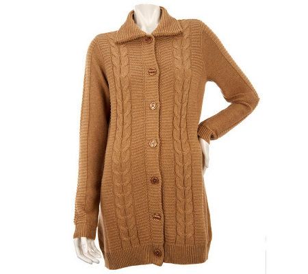 Liz Claiborne New York Mixed Stitch Mock Neck Cardigan - A228576