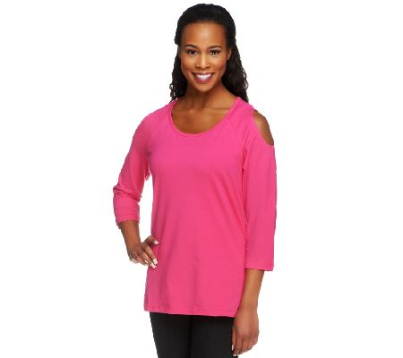 Denim & Co. 3/4 Sleeve Cold Shoulder Top - A231876