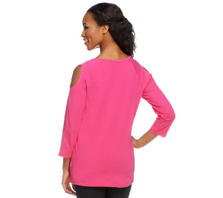 Denim & Co. 3/4 Sleeve Cold Shoulder Top