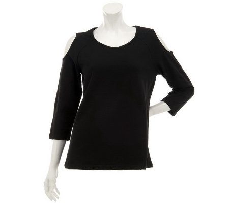 Denim & Co. 3/4 Sleeve Cold Shoulder Top - A231876