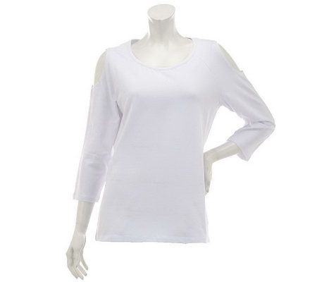 Denim & Co. 3/4 Sleeve Cold Shoulder Top - A231876