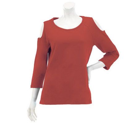 Denim & Co. 3/4 Sleeve Cold Shoulder Top - A231876
