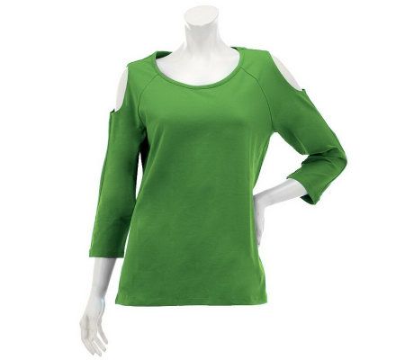 Denim & Co. 3/4 Sleeve Cold Shoulder Top - A231876