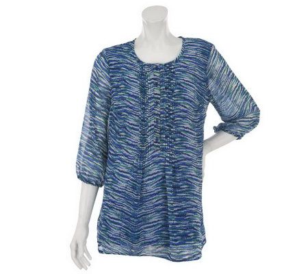 Liz Claiborne New York Fully Lined Chiffon Printed Tunic - A232576