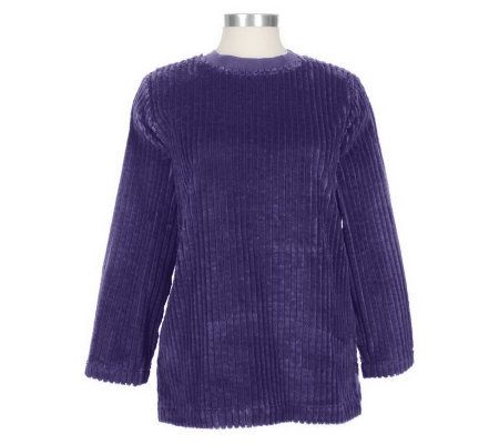 As Is Denim & Co. Wide Wale Woven Chenille Sweatshirt - A235876