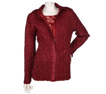 Susan Graver Reversible Zip Front Pucker Jacket and Tank - A81976