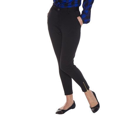 Isaac Mizrahi Live! Ponte Knit Slim Leg Pants - A203877