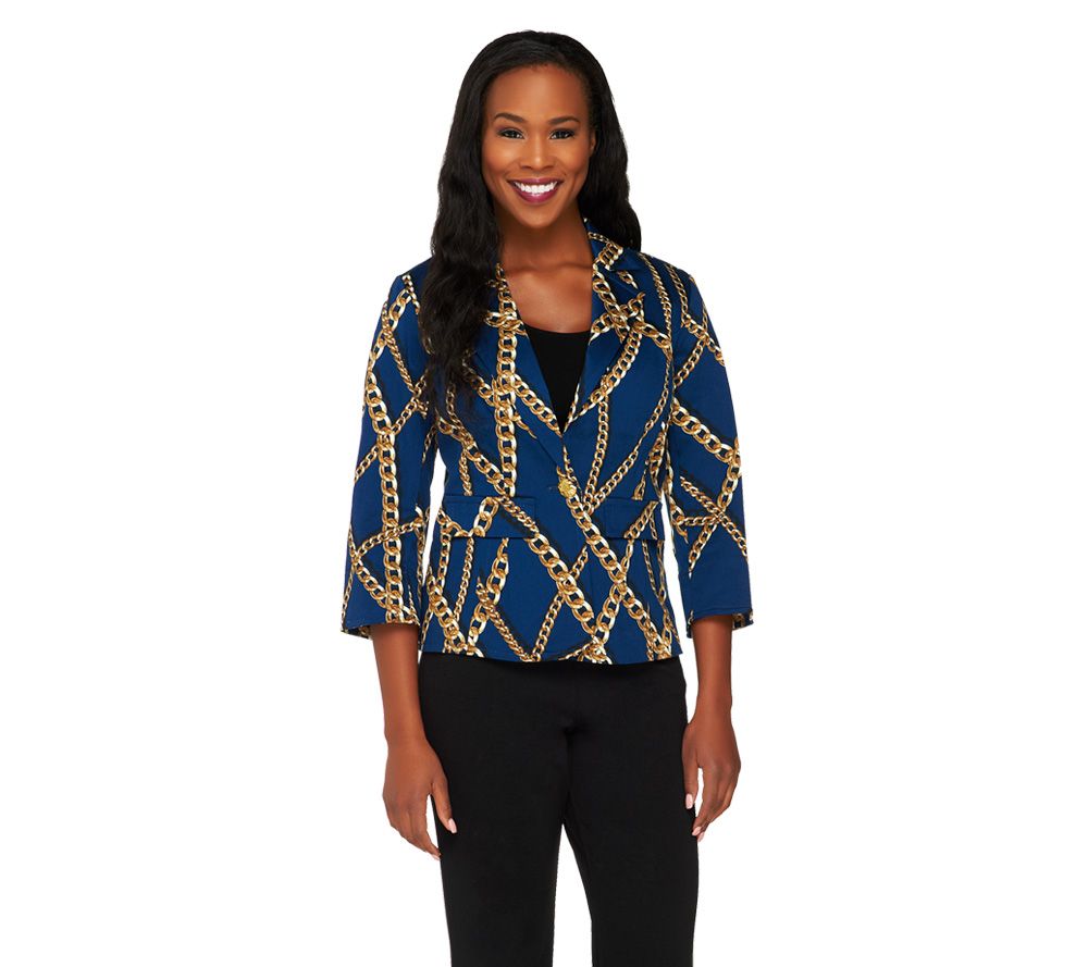 Linea by Louis DellOlio Chain Print Notch Collar Blazer - A215177