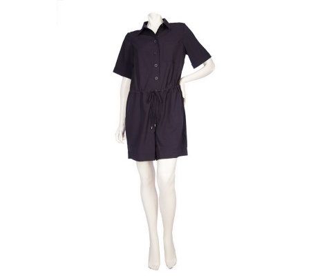 K-DASH by Kardashian Button Front Tie Waist Romper - A215677