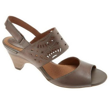 Clarks Artisan Evant Jennifer Leather Sandals w/ Cutout Detail - A222477