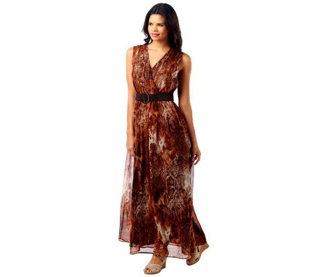 K-DASH by Kardashian Python Print Maxi Dress with Belt - A222977