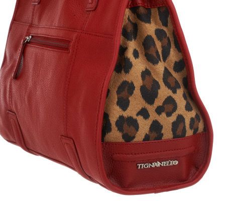 Tignanello Pebble Leather Shopper with Animal Accent