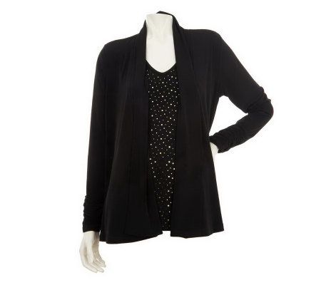 Susan Graver Liquid Knit Cardigan with V-neck Tank - A228077
