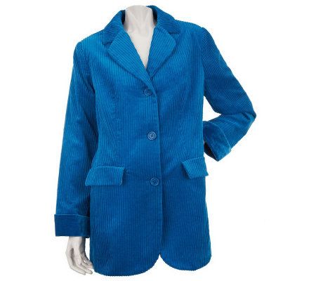 Denim & Co. Velvet Trim Corduroy Boyfriend Jacket - A228277