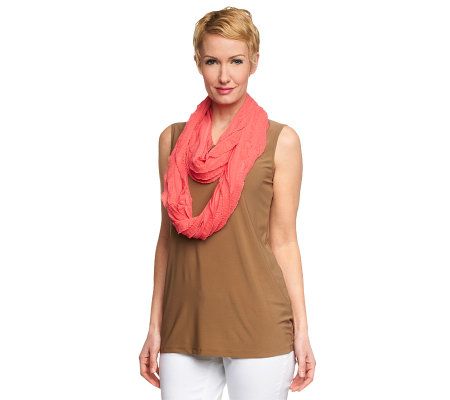 Attitudes by Renee Sleeveless Top w/ (2) Eyelash Scarves
