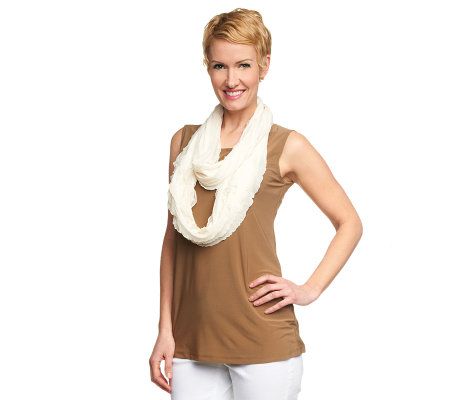 Attitudes by Renee Sleeveless Top w/ (2) Eyelash Scarves