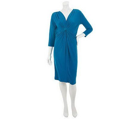 Women with Control 3/4 Sleeve Shaper Dress w/Knot Detail - A232777