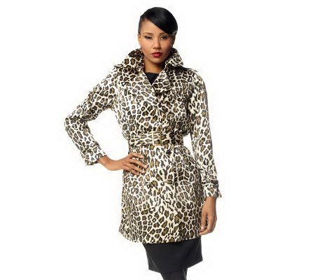Joan Rivers Animal Print Belted Trenchcoat - A91577