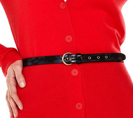 Isaac Mizrahi Live! 1 Skinny Belt with Lace Detail - A210178