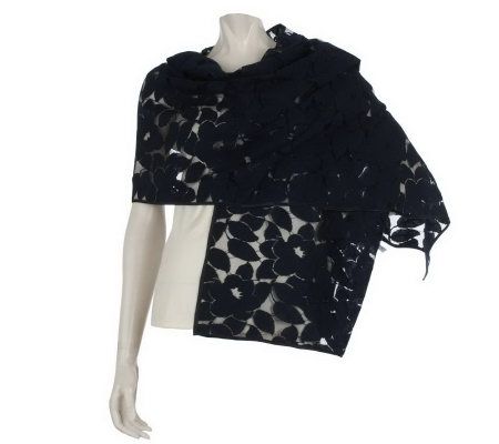 Dennis Basso 80 x 20 Floral Lace Shawl - A215578