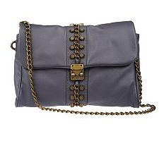K-DASH by Kardashian Lamb Leather Clutch with Stud Detail